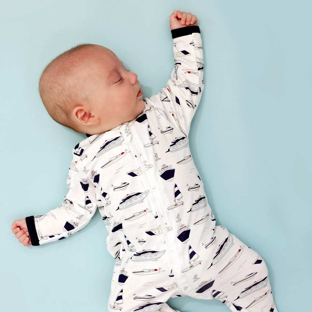 Little Brother Sailboats Footie Babygrow