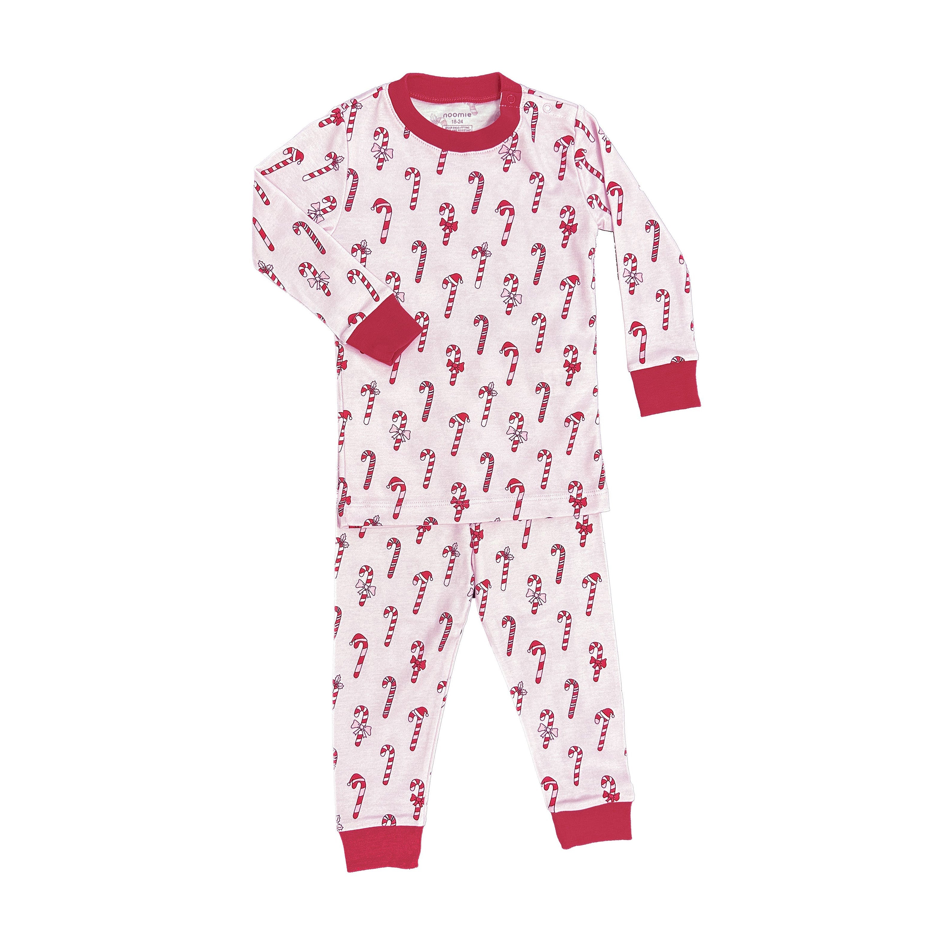 Candy Canes Long Sleeve Pajama Set in Pink
