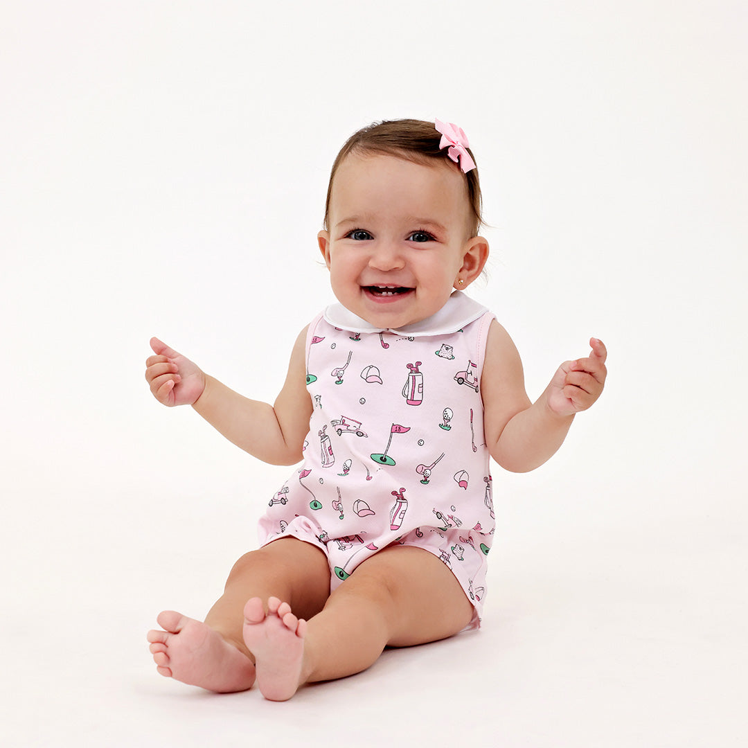 Let's Golf Bubble Romper in Pink