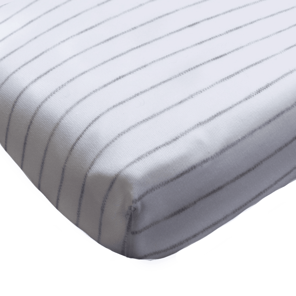 White/Gray Stripes Crib Sheet Pima Cotton